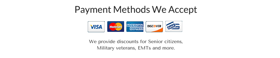 Payment methods accepted: Visa, Mastercard, American Express, Discover, and PayPal logos