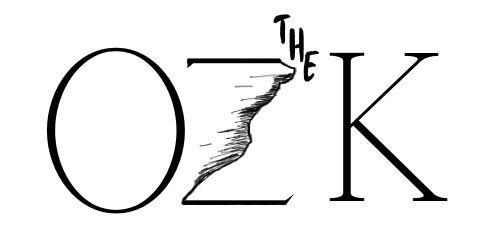 Stylized black logo with the letters O, Z, and K, the Z drawn like a cliff and the word &ldquo;THE&rdquo; above it