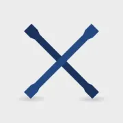 Blue tire iron crossed, forming an X shape, on a gray background.
