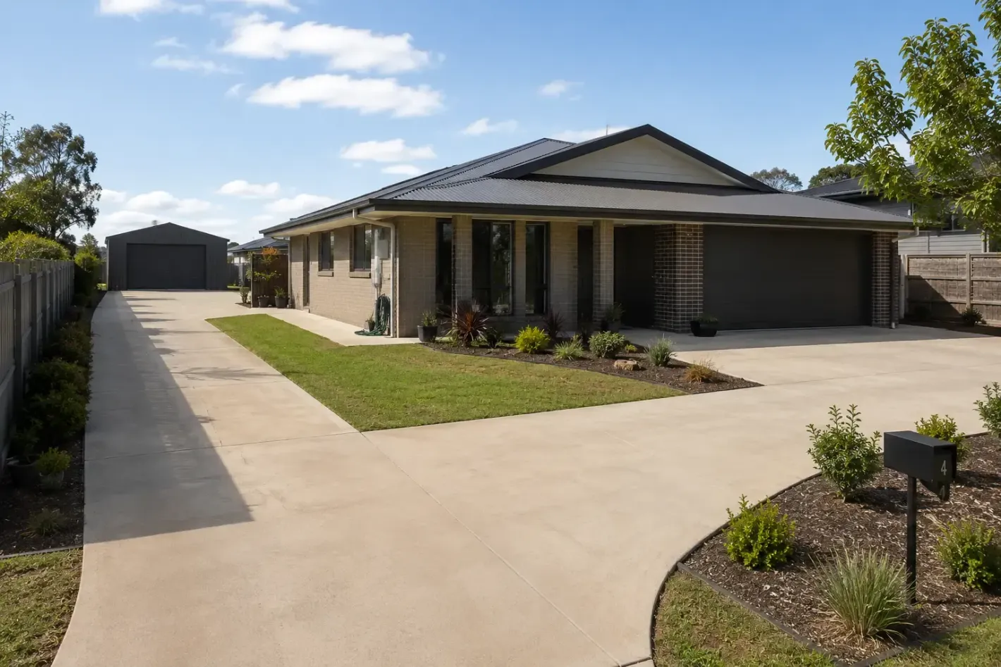 Extensive concrete driveway, paths and additional vehicle parking were added at this Toowoomba residence.