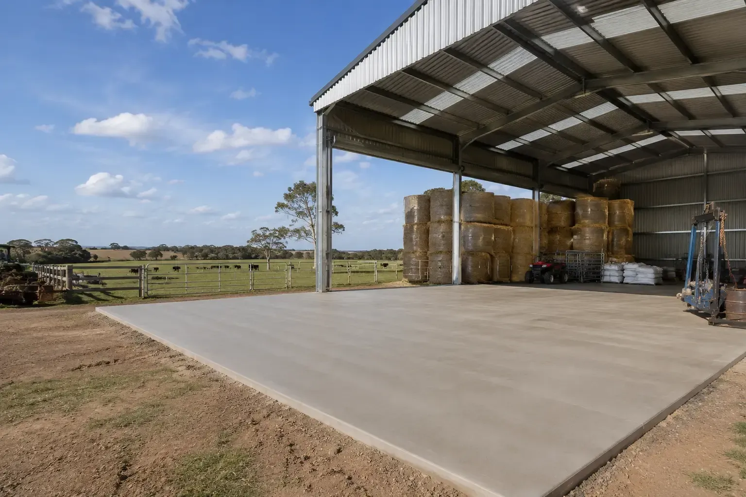 Newly built feed shed and slab at a property near Yarraman