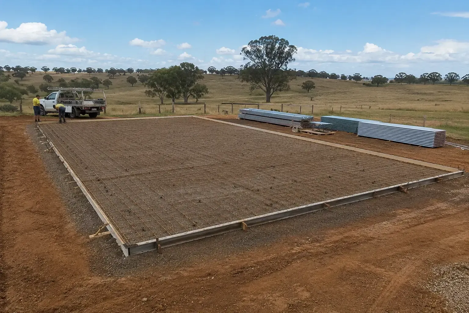 Rural shed slab preparation in Wyreema, QLD