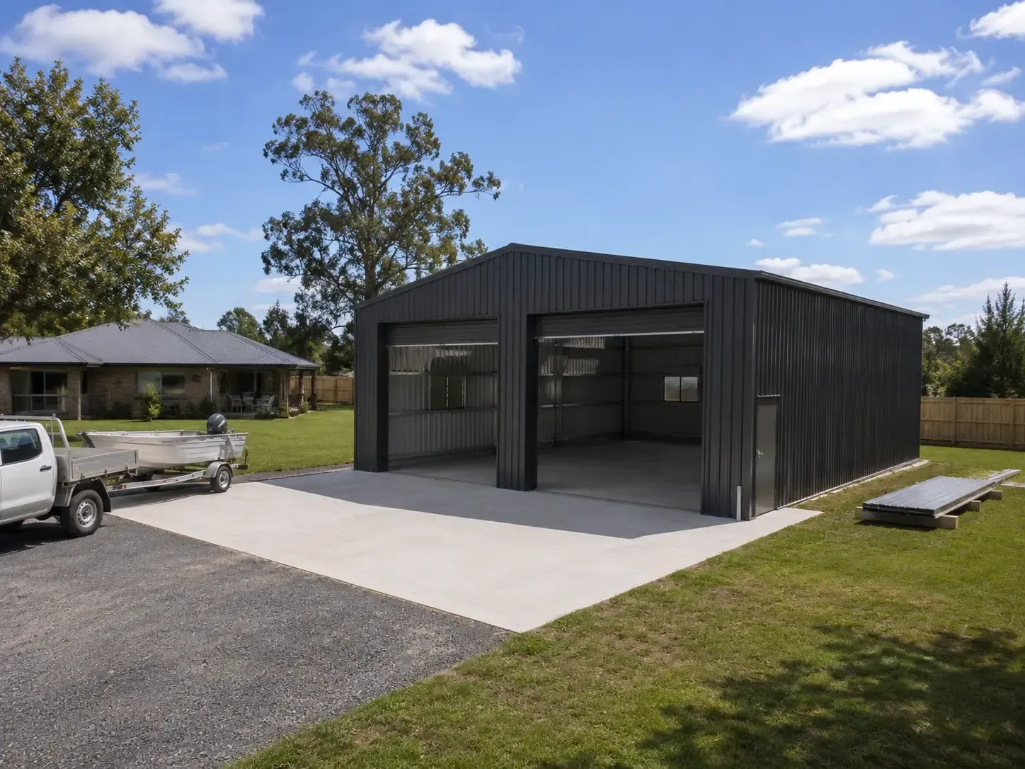 Full shed slab and shed build package completed near Ballard, Toowoomba.