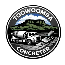 Toowoomba Concreter logo featuring a concrete mixer truck, and Table Top mountain in the background.