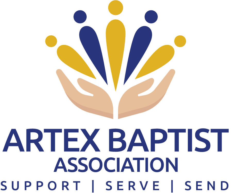 The logo for artex baptist association support serve send