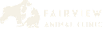 Logo for Fairview Animal Clinic, featuring dog and cat silhouettes and text.