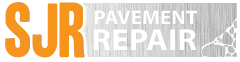 SJR Pavement Repair logo in orange and white on a grey background.