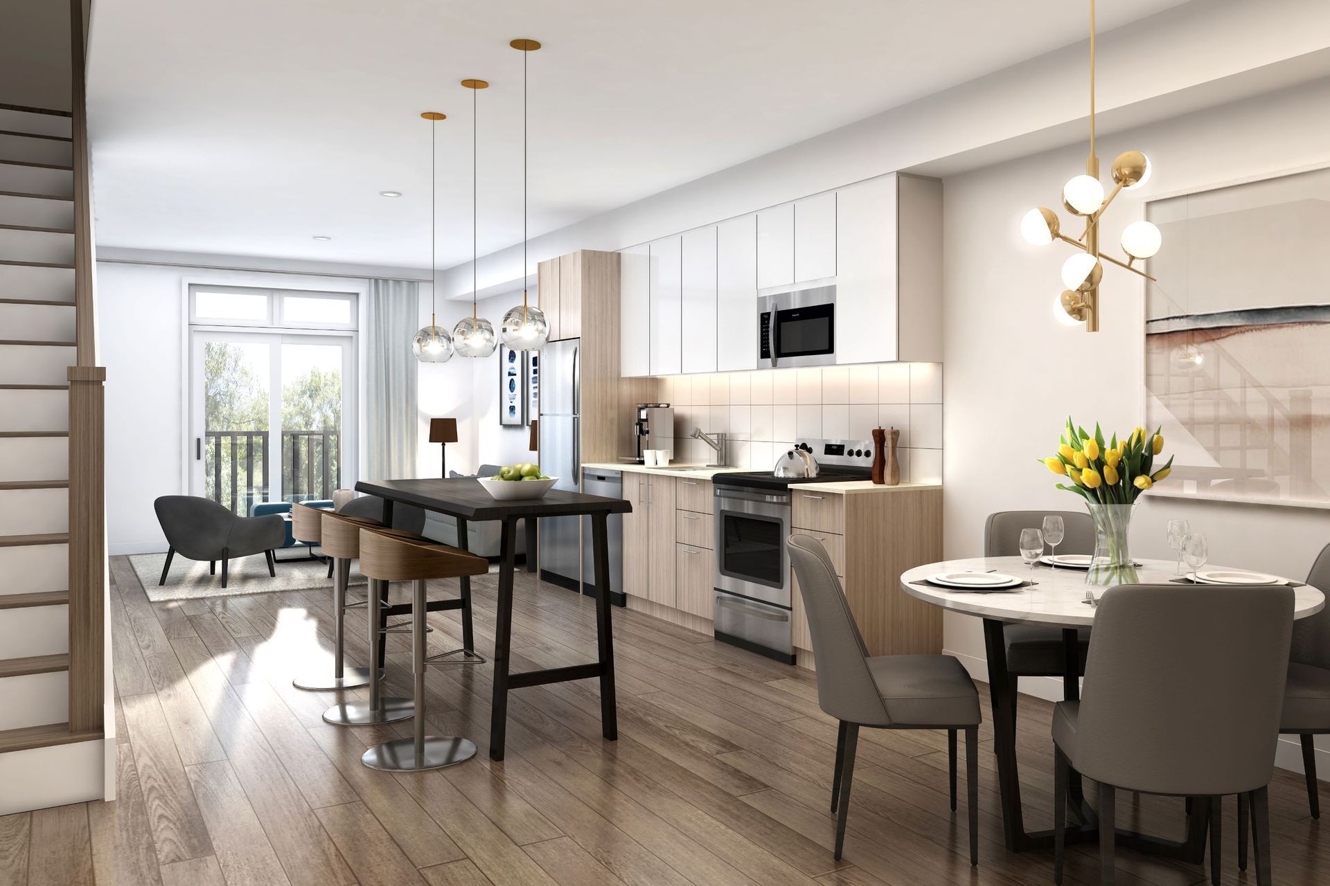 fully upgraded kitchen in townhomes