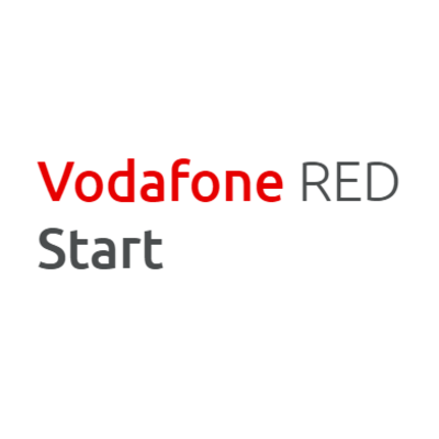Λογότυπο Vodafone RED Start με την ένδειξη «Vodafone» σε κόκκινο χρώμα και την ένδειξη «Start» σε γκρι χρώμα.