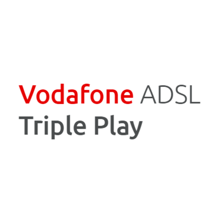 Λογότυπο Vodafone ADSL Triple Play: Κόκκινο κείμενο 