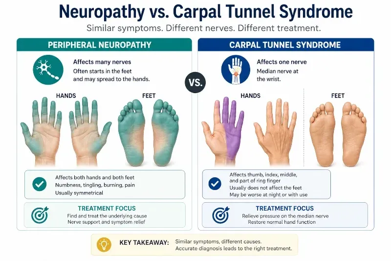 infographic: neuropathy vs carpal tunnel
