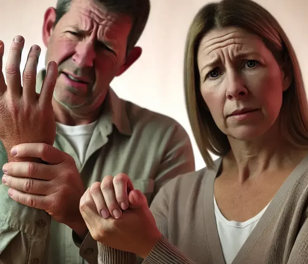 middle aged couple with hand pain