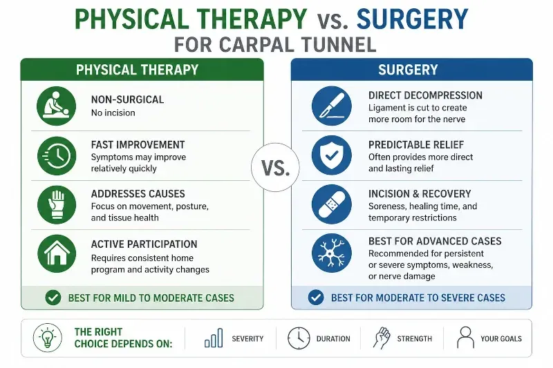 physical therapy vs surgery for carpal tunnel