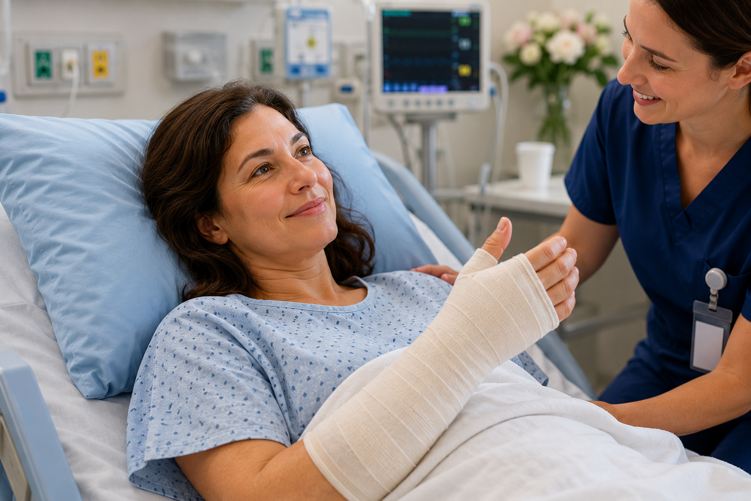 post operative patient with bandaged hand