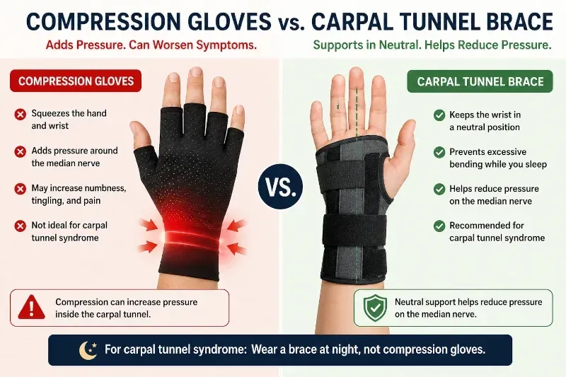 comparison of compressin vs carpal tunnel gloves