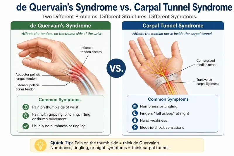 de Quervain's vs Carpal Tunnel Comparison Infographic