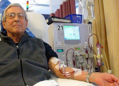 man undergoing kidney dialysis