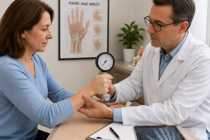 doctor performing strength test