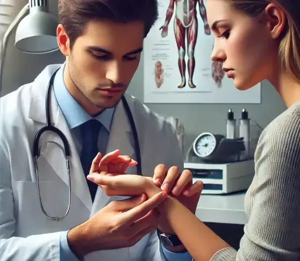 doctor examining a patient's wrist
