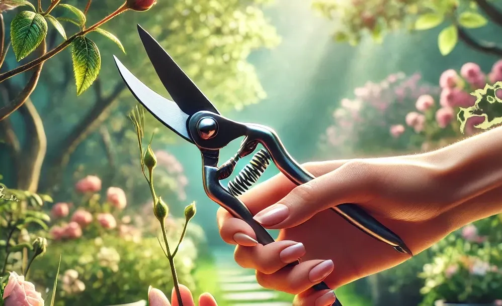 hand using garden shears