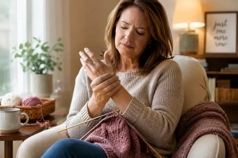 woman rubbing her painful hand