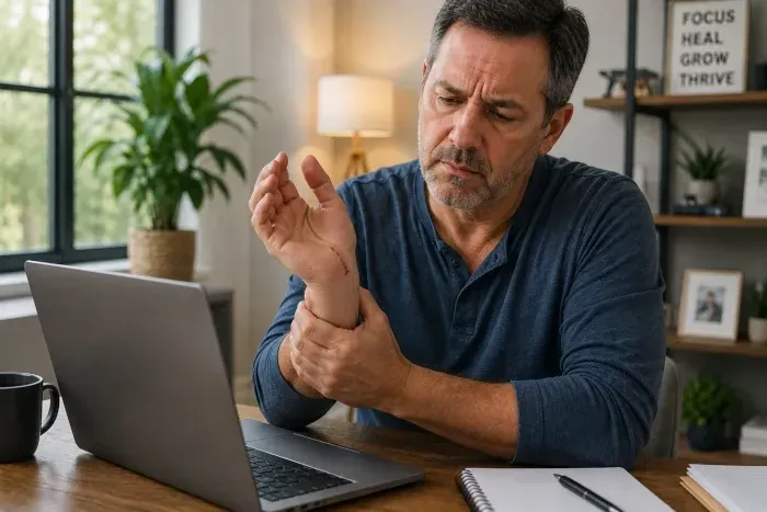 man with hand surgery scar