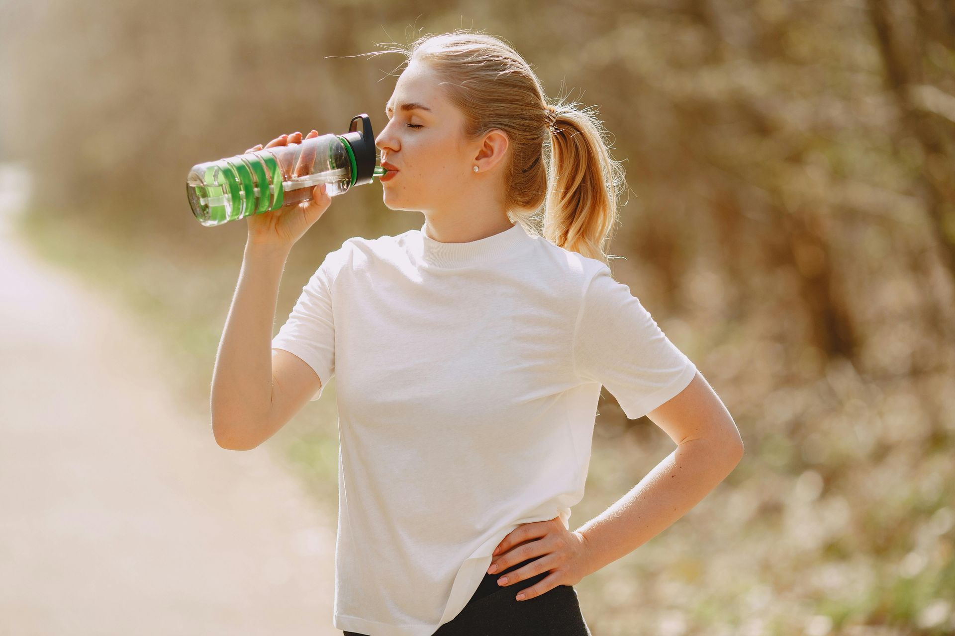 woman hydrating