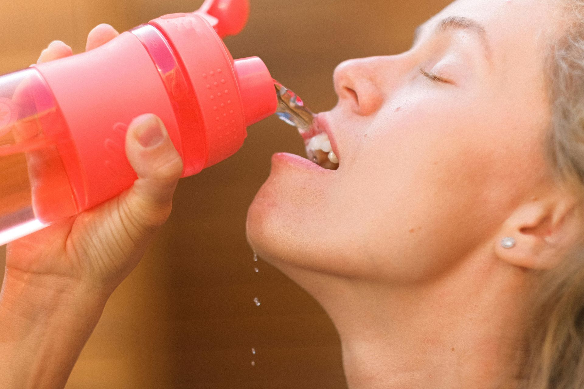 woman hydrating