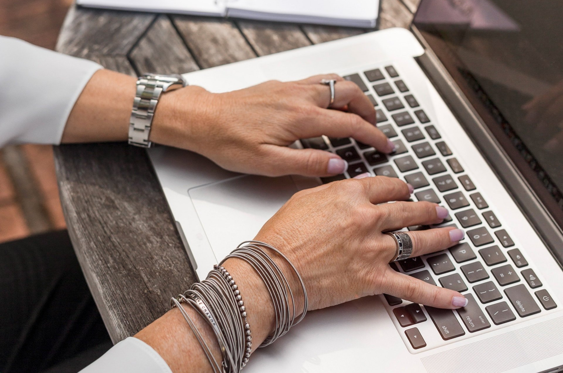 female hands typing