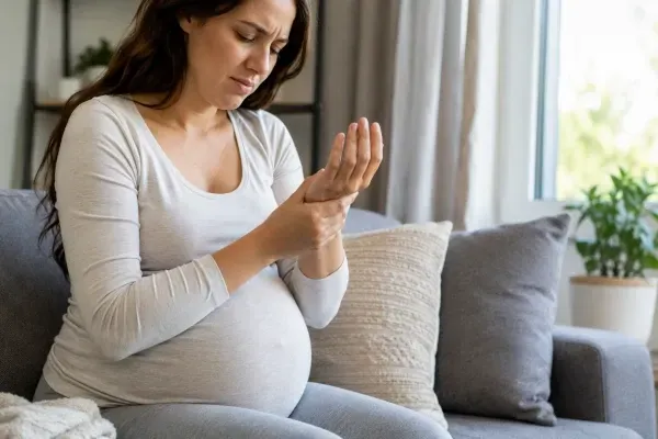 pregnant woman with hand pain