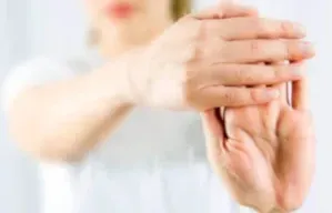 woman stretching her hand