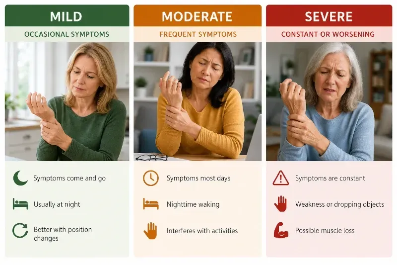symptoms of carpal tunnel by stage
