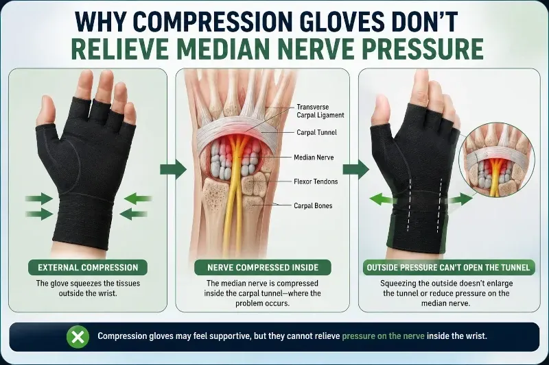infographic - why compression gloves cannot relieve wrist pressure