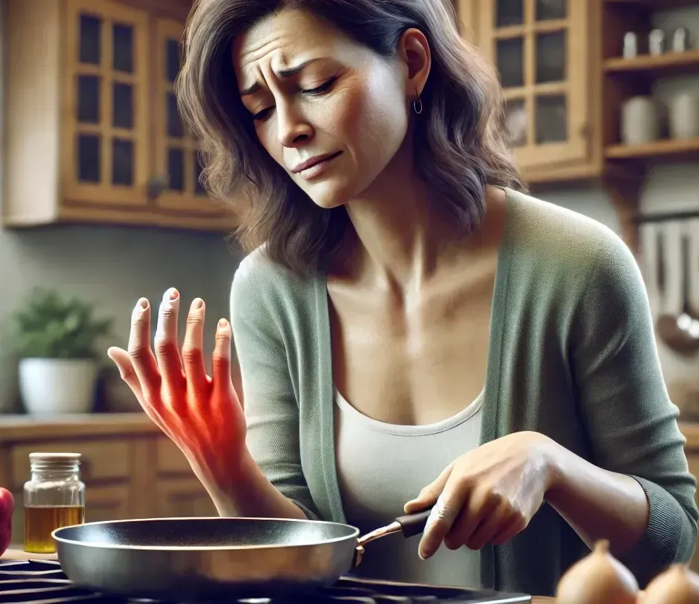 mujer con dolor en la mano