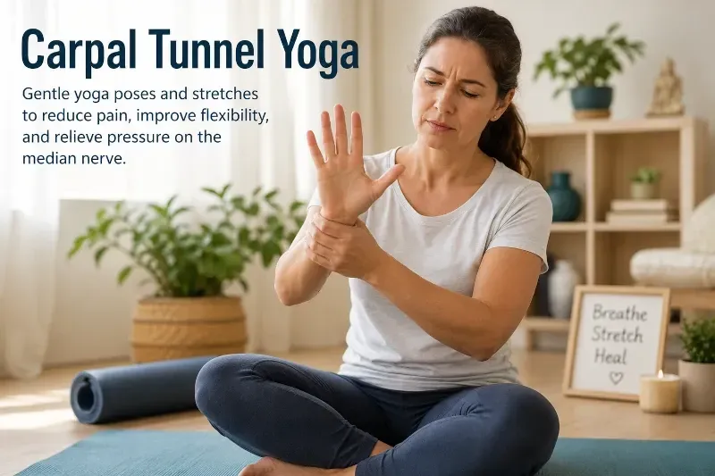 woman with hand pain practicing yoga
