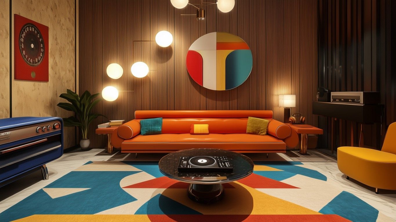 Living room with multiple lights on wall