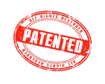 A red stamp that says patented all rights reserved