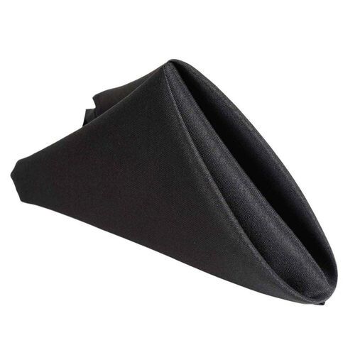 A black napkin folded into a triangle on a white background