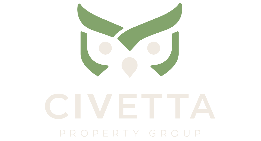Civetta Property Group logo with green owl icon and beige text on white background