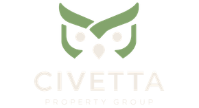 Civetta Property Group logo with green owl icon and beige text on white background
