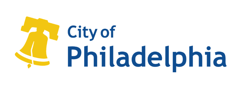 City of Philadelphia logo with yellow Liberty Bell and blue text