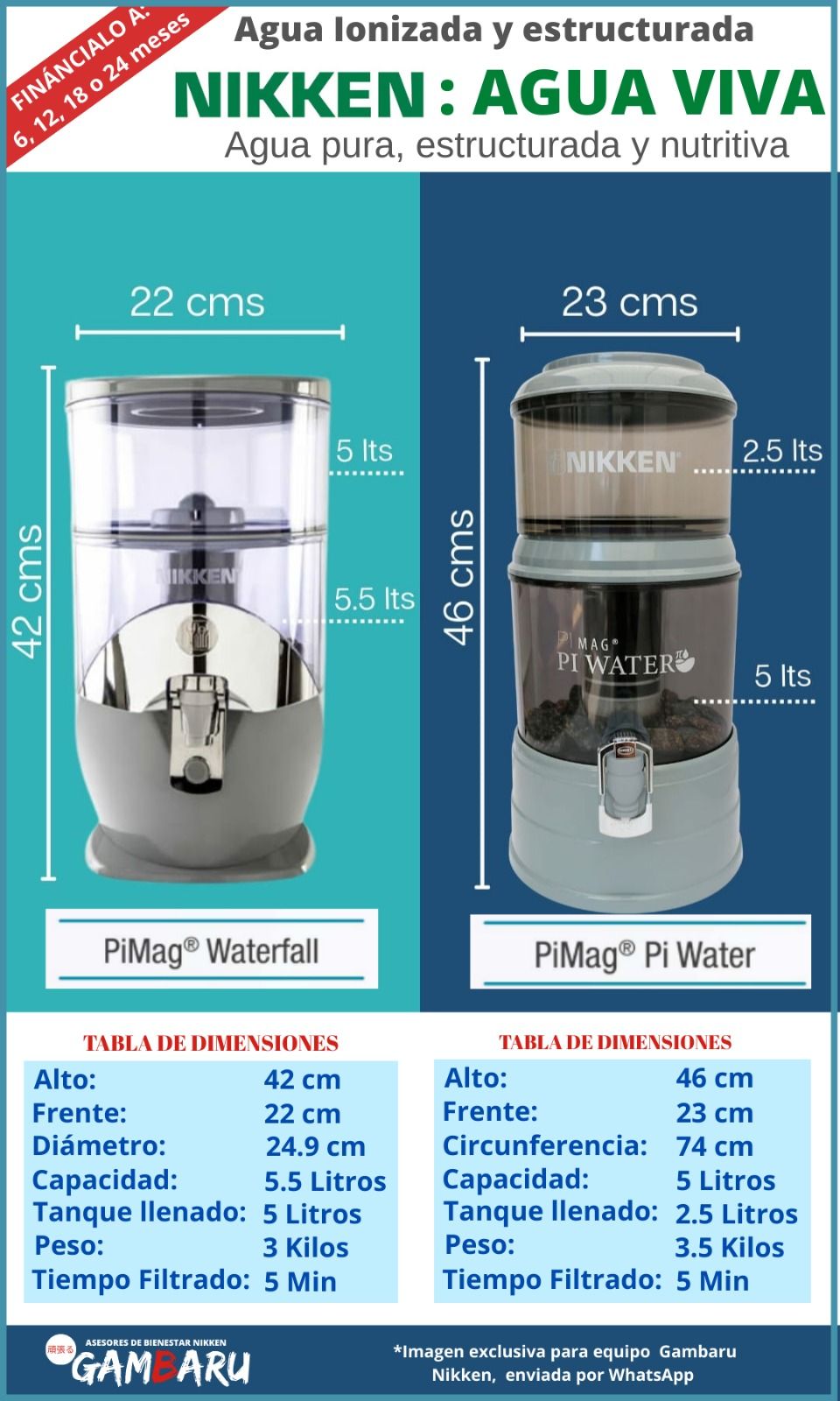 Gráfico promocional de filtros de agua Nikken Agua Viva.