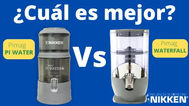 Comparación en español de dos filtros de agua Nikken, Pi Water y Waterfall, con “¿Cuál es mejor?” y “Vs”