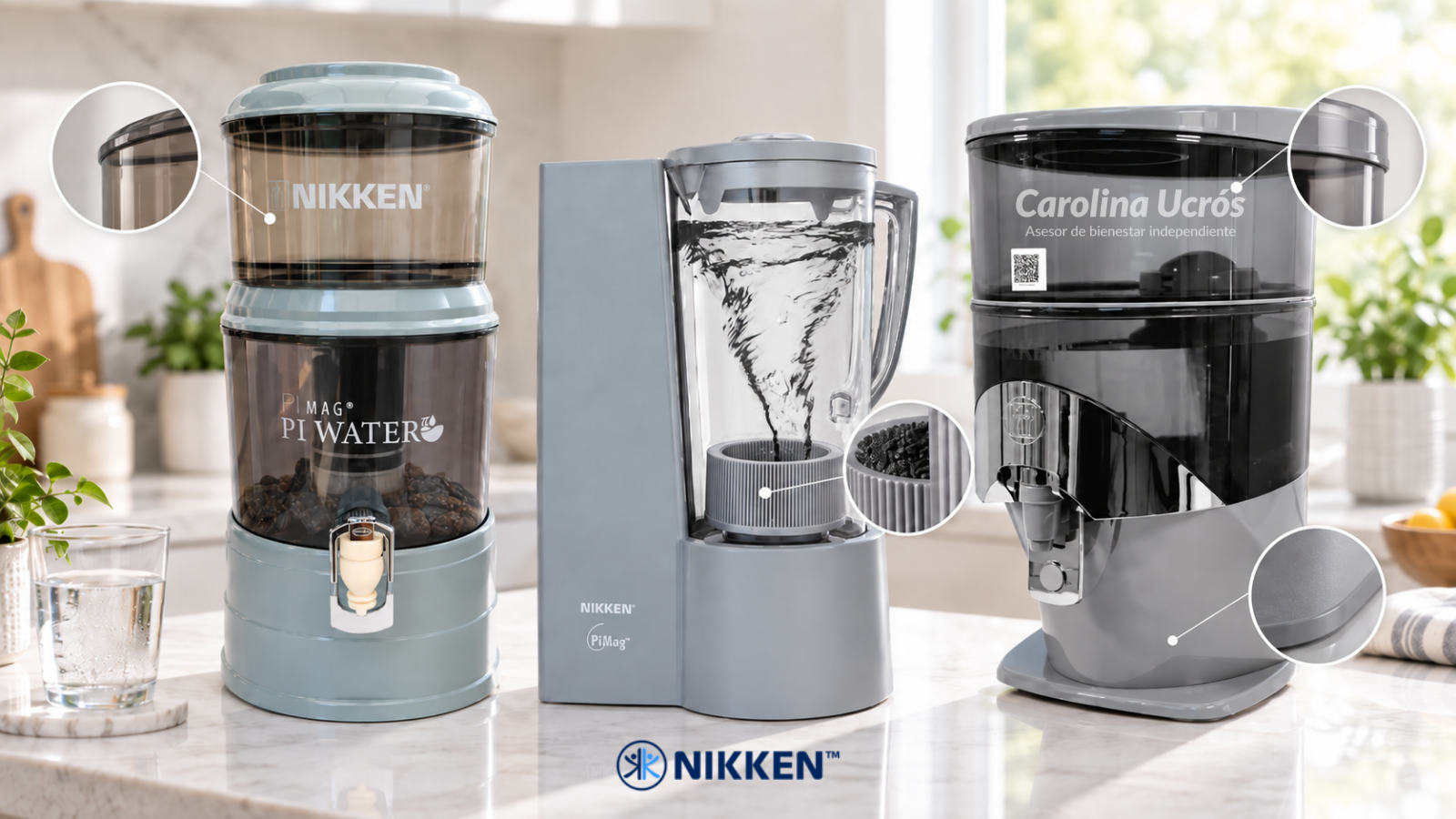 Sistemas de agua Nikken con detalles de los materiales de fabricación