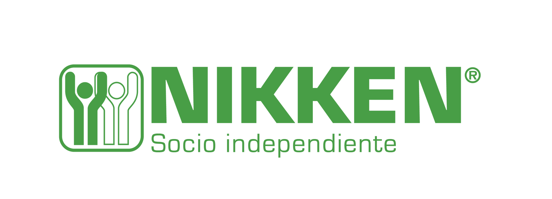 Logotipo verde de NIKKEN con una figura humana estilizada y el lema “Socio independiente”.