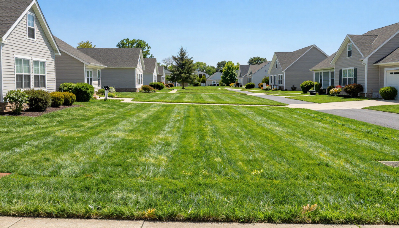 Beautiful green lawn in Southern Maryland maintained by SunScape Landscaping