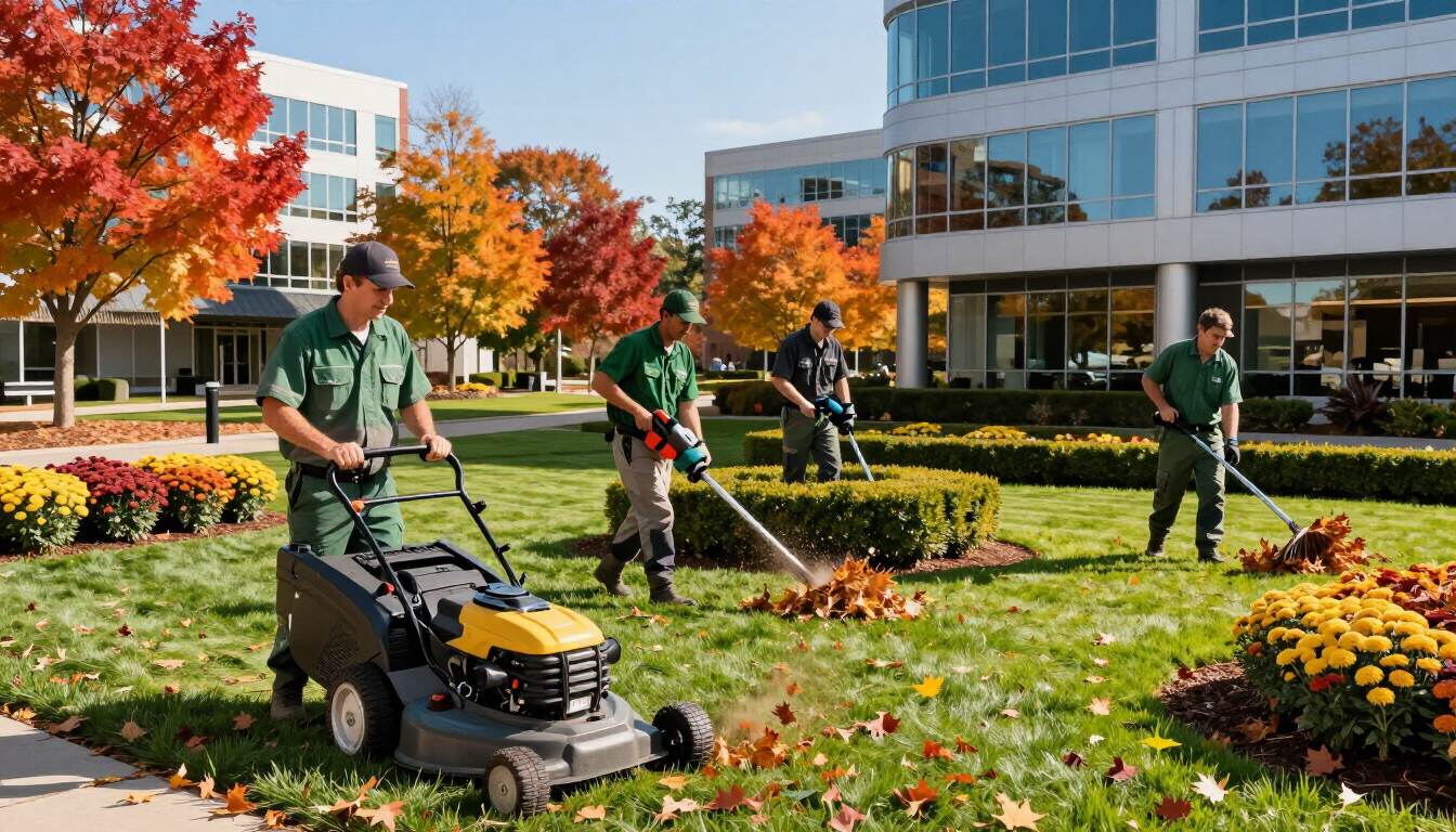 Professional commercial lawn care during the fall season in Southern MD.