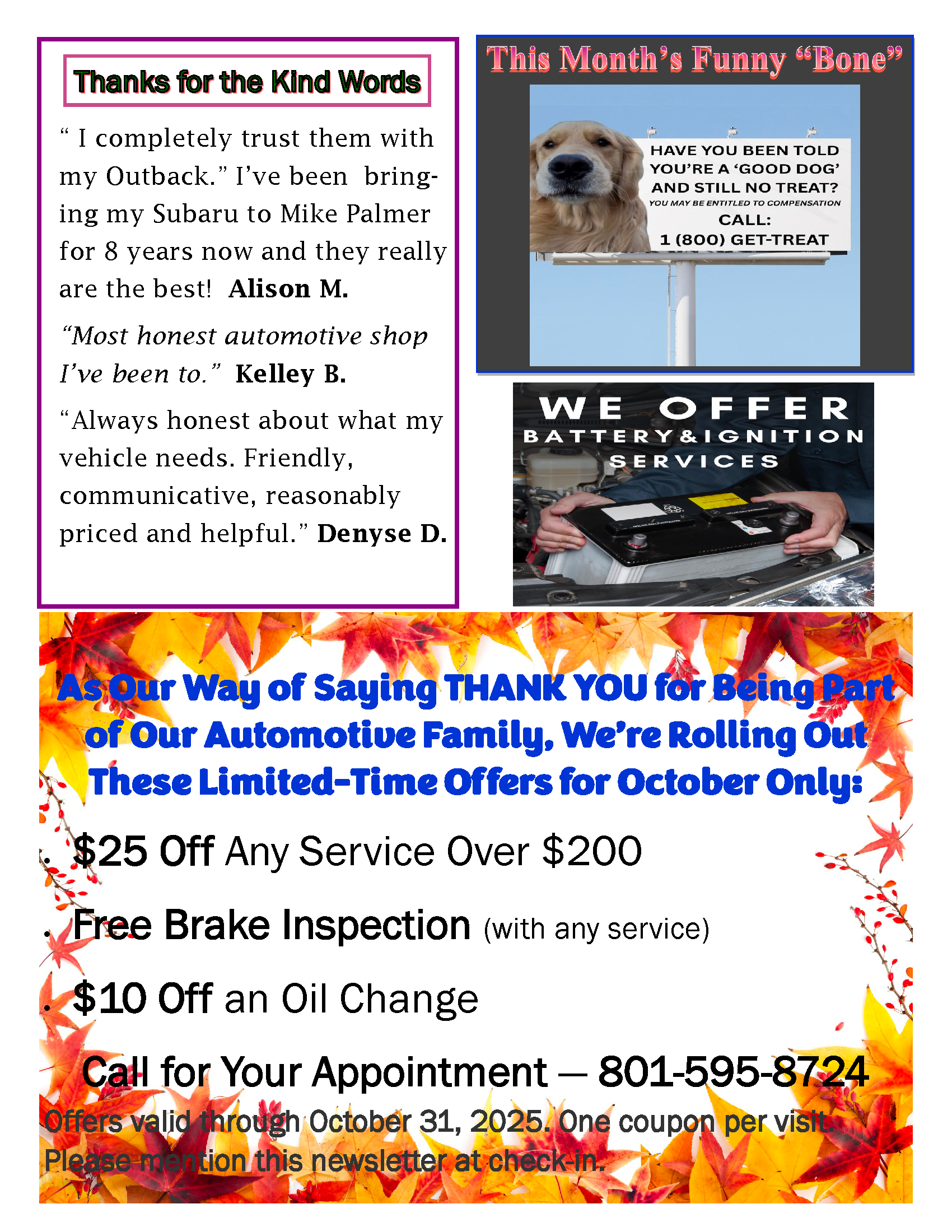 October 2025 Newsletter | Mike Palmer Automotive