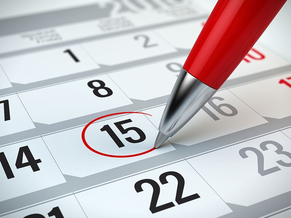 Calendar with date being circled in red pen