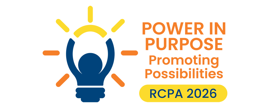 Lightbulb logo with text “Power in Purpose, Promoting Possibilities, RCPA 2026” in blue, orange, and yellow